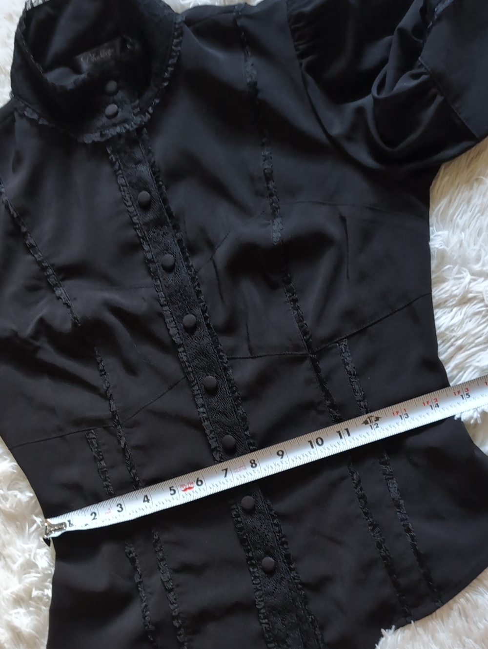 Y2K Lip Service Blacklist Gothic Lolita Puff Sleeve Princess High Neck Top - Picture 11 of 12